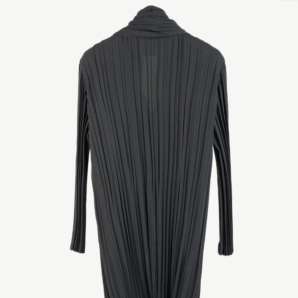 Issey Miyake Archival Rare Grey Pleated Scarf-Collar Button-Front Duster - Picture 2 of 10